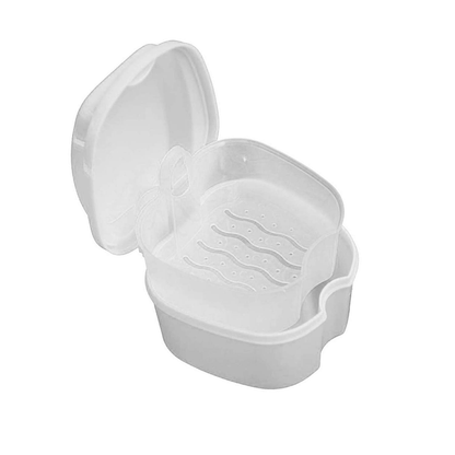KISEER Denture Bath Case Cup Box Holder Storage Soak Container with Strainer Basket for Travel Cleaning (Blue)