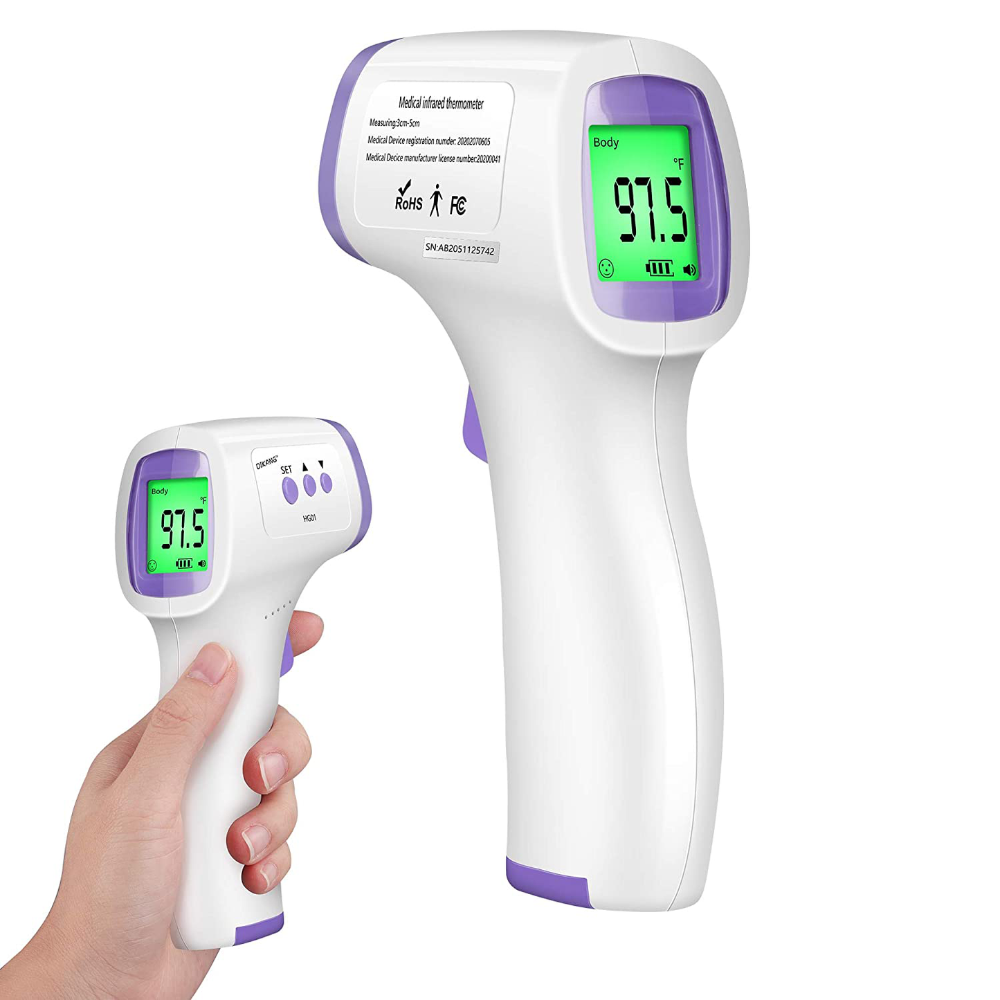 FiGoal Non-Contact IR Digital Infrared Thermometer Ear Forehead Thermometer and Object Function with Fever Alarm and Memory Function Baby and Adult