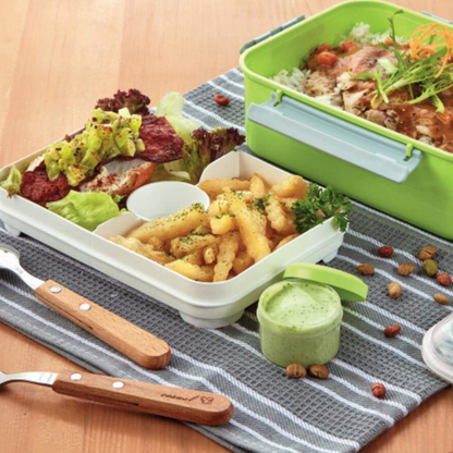 Shopwithgreen Set of 3 Salad Food Storage Container To Go, 47-oz Bento Box with Removable Tray & Dressing Pots, for Lunch, Snacks, School & Travel - Food Prep Storage Containers with Lids
