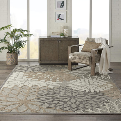 Nourison Aloha Indoor/Outdoor Floral Blue Multicolor 4' x ROUND Area Rug (4'xROUND)