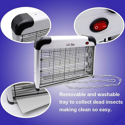 Lulu Home Electric Bug Zapper, Aluminium Indoor Insect Killer for Mosquito, Bug, Fly with Powerful 2800V Grid 20W Bulbs