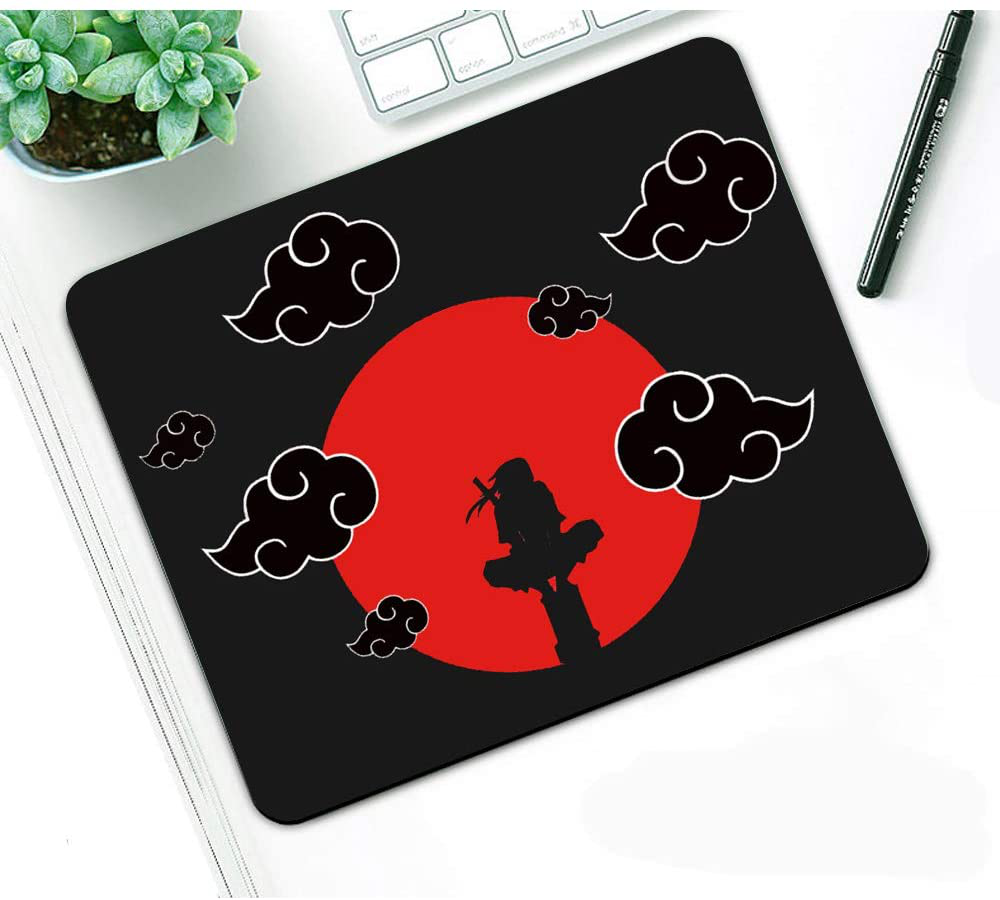 Mouse Pad,Red Moon Cloud Samurai Pattern Seamless Waterproof Gaming Anime Gift Mouse Pad Desk Accessories Non-Slip Rubber Mousepad for Laptop and Computer