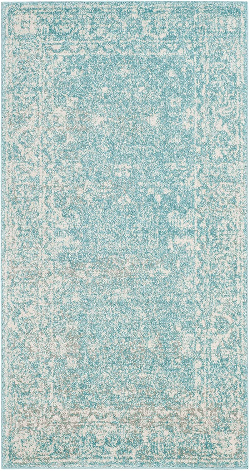 Safavieh Evoke Collection EVK270D Shabby Chic Distressed Non-Shedding Stain Resistant Living Room Bedroom Accent Rug, 2'2" x 4', Light Blue / Ivory