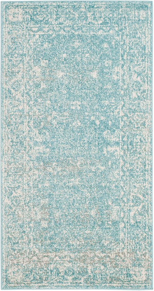 Safavieh Evoke Collection EVK270D Shabby Chic Distressed Non-Shedding Stain Resistant Living Room Bedroom Accent Rug, 2'2" x 4', Light Blue / Ivory