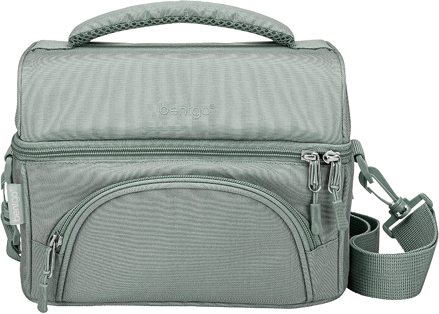 Bentgo Deluxe Lunch Bag - Durable and Insulated Lunch Tote with Zippered Outer Pocket, Internal Mesh Pocket, Padded and Adjustable Straps, & 2-Way Zippers - Fits All Bentgo Lunch Boxes (Khaki Green)
