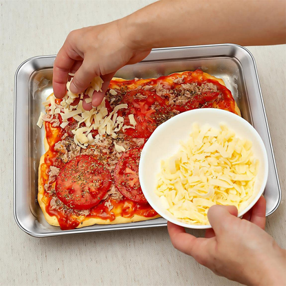 Stainless Steel Toaster Oven Tray, Heavy Duty Toaster Oven Pan, Rectangle Size 10.4 x 8 x 1 inch,Superior Mirror Finish & Easy Clean, Dishwasher Safe By KnmyLife