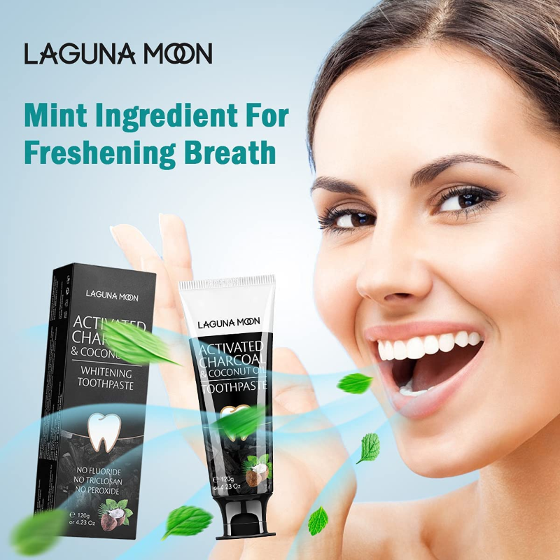 100% Natural Activated Charcoal & Coconut Oil Teeth Whitening Toothpaste