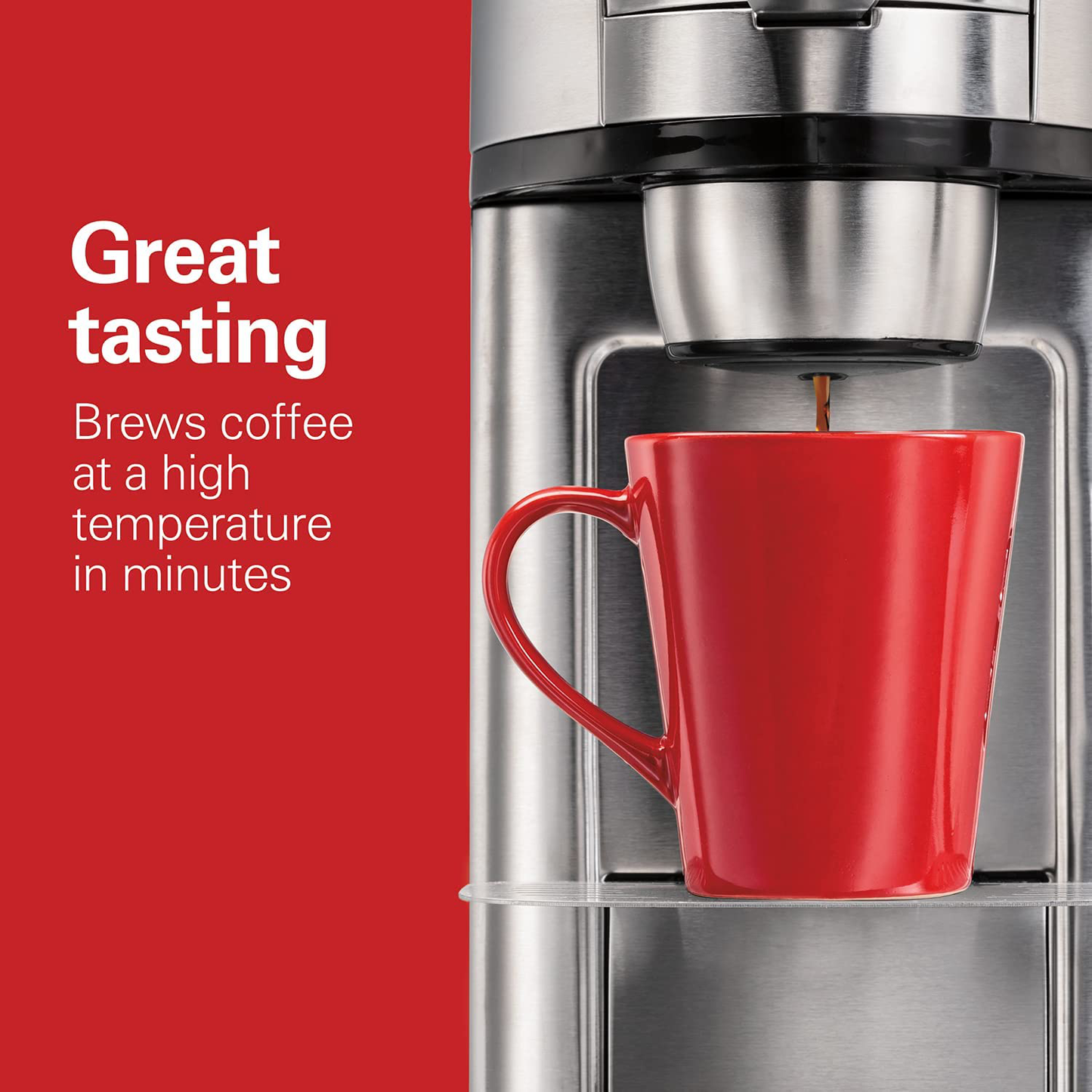 Hamilton Beach Scoop Single Serve Coffee Maker, Fast Brewing, Stainless Steel (49981A)