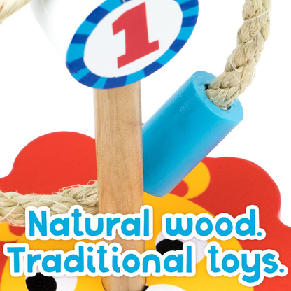 Imagination Generation Jungle Ring Toss Game, Indoor/Outdoor Family Fun with 4 Wooden Zoo Animal Targets