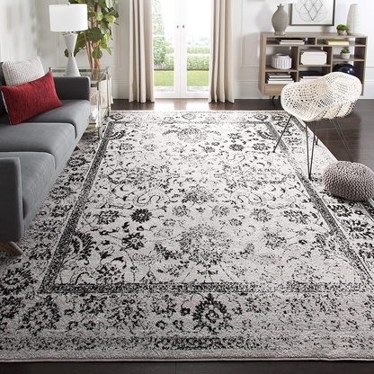 Safavieh Adirondack Collection ADR109B Oriental Distressed Non-Shedding Living Room Bedroom Accent Area Rug, 4' x 6', Grey / Black