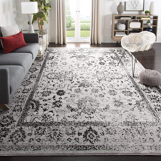 Safavieh Adirondack Collection ADR109B Oriental Distressed Non-Shedding Living Room Bedroom Accent Area Rug, 4' x 6', Grey / Black