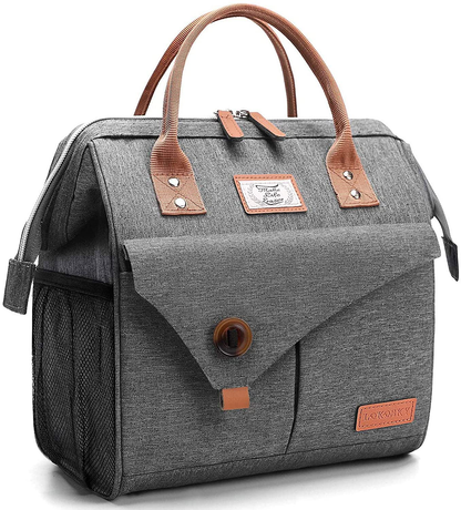 Lekesky Insulated Lunch Bag for Women Lunch Box Leakproof Reusable Cooler Bag for Adult Outdoor Work, Grey