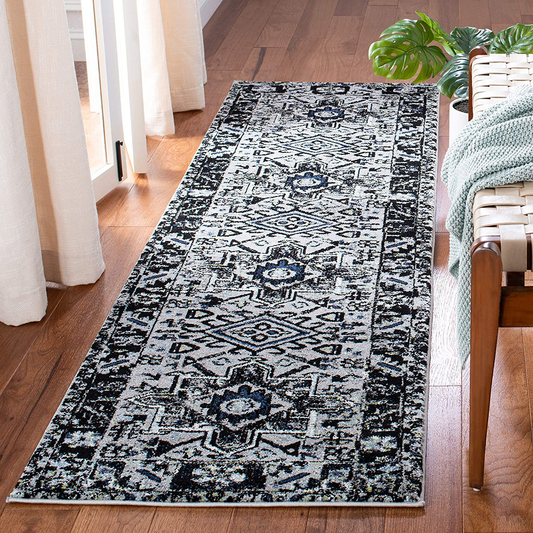 Safavieh Vintage Hamadan Collection VTH211F Oriental Traditional Persian Non-Shedding Stain Resistant Living Room Bedroom Runner Rug 2'3" x 6' Light Grey/Dark Grey