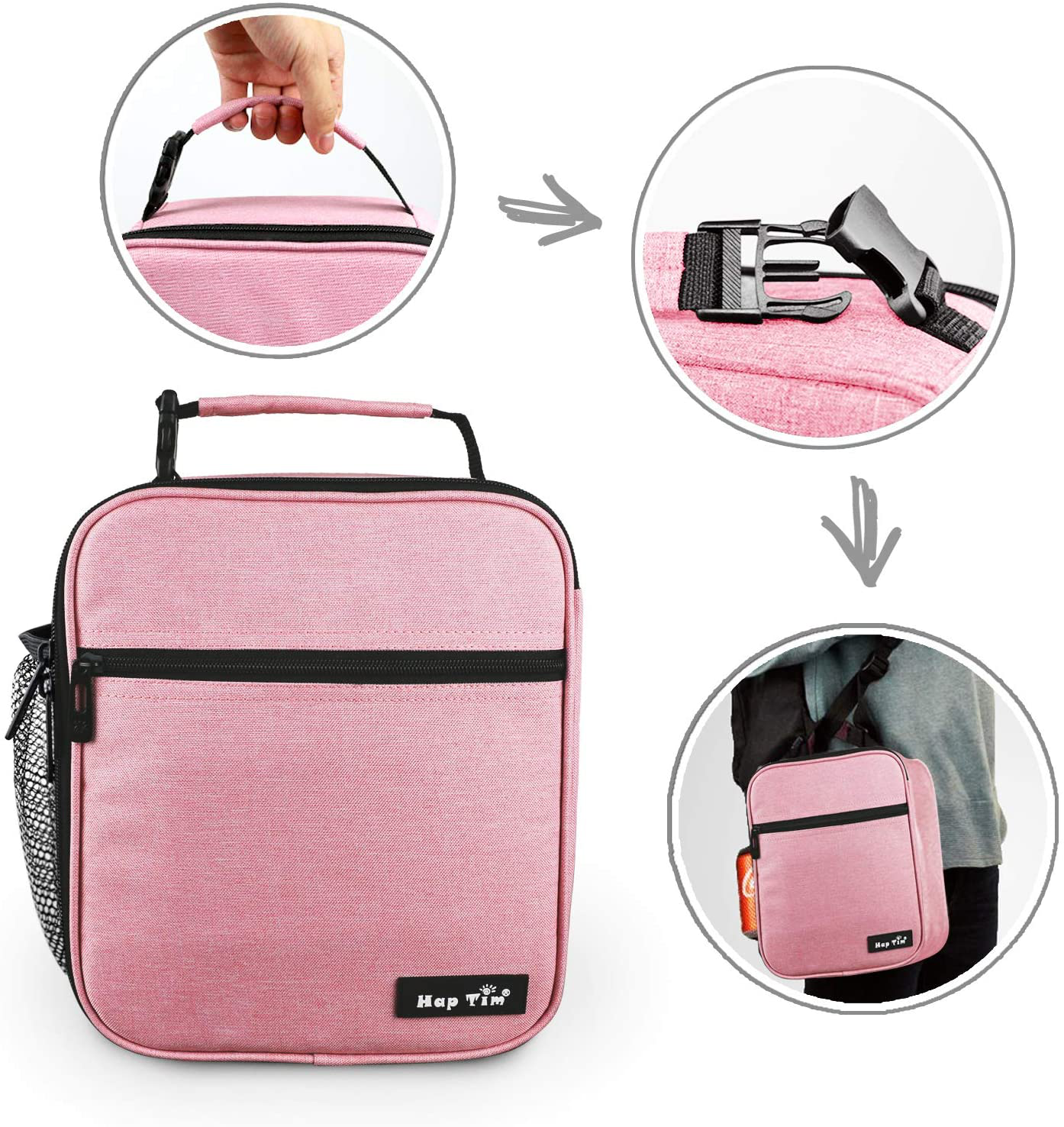 Hap Tim Insulated Lunch Bag for Men Women,Reusable Lunch Box for Boys,Spacious Lunchbox Adult (18654-G)