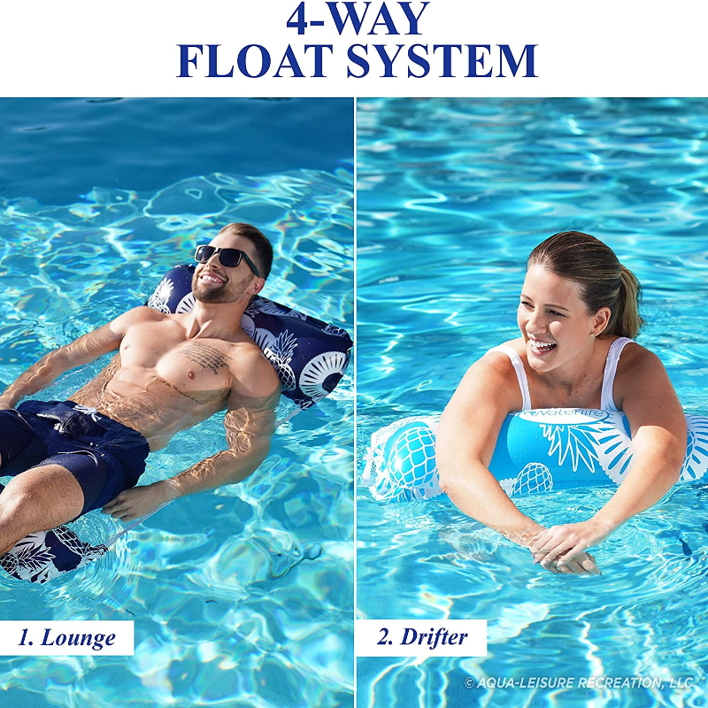 2 Pack - 4-in-1 Pool Hammock Inflatable Pool Chair Floats