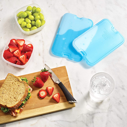 Fit & Fresh XL Cool Coolers Freezer Slim Ice Pack for Lunch Box, Set of 4, Large, Blue