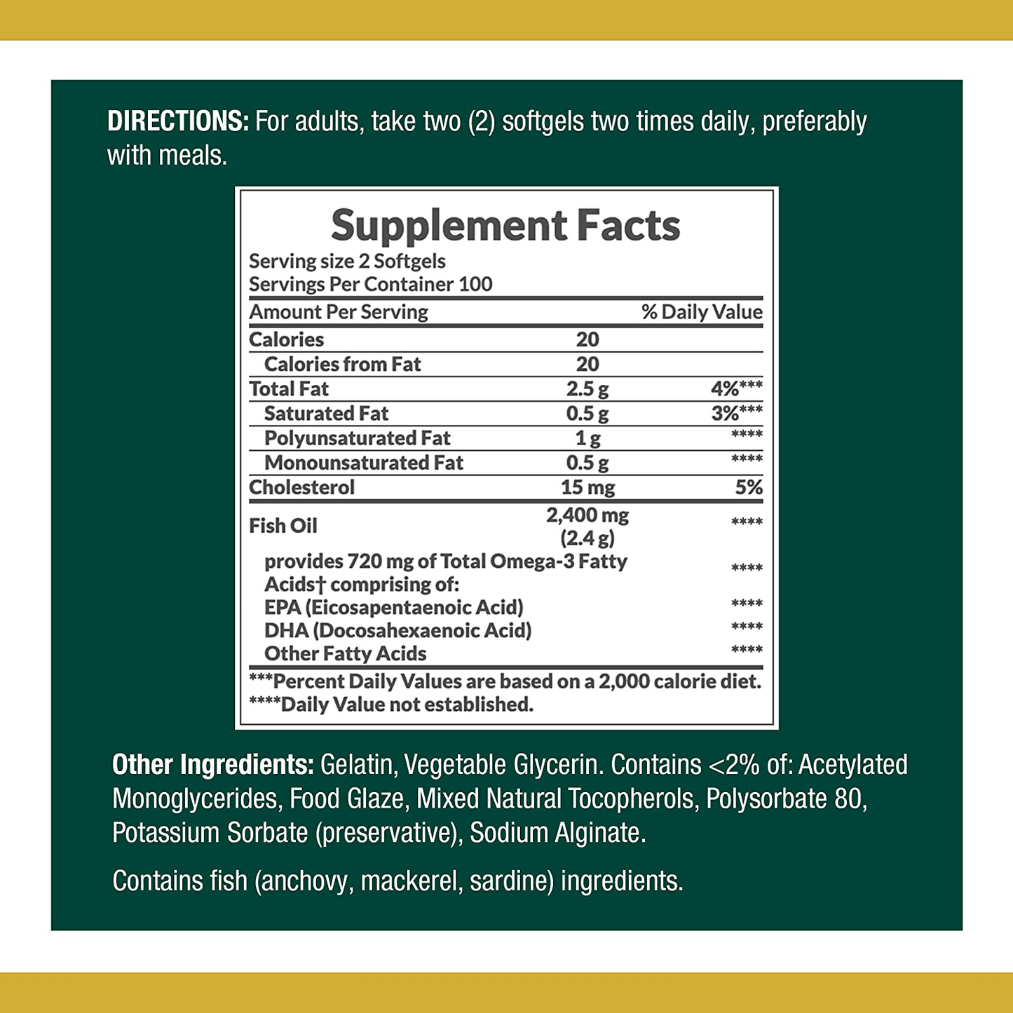 Nature’s Bounty Fish Oil, 1200mg, 360mcg of Omega-3, 200 Rapid Release Softgels