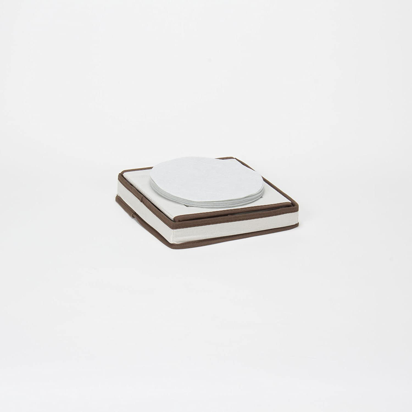 Household Essentials Natural 532 Dinnerware Box with Lid and Handles | Storage Bin for Dessert Plates or Bowls Canvas with Brown Trim