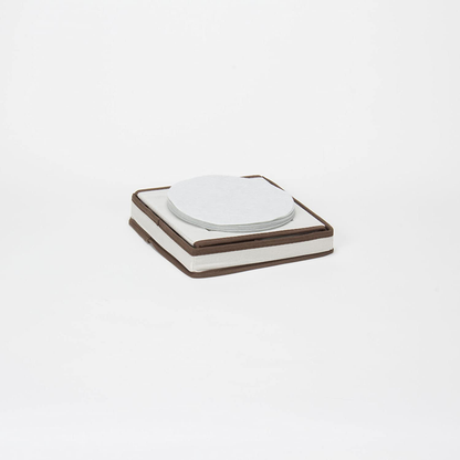 Household Essentials Natural 532 Dinnerware Box with Lid and Handles | Storage Bin for Dessert Plates or Bowls Canvas with Brown Trim