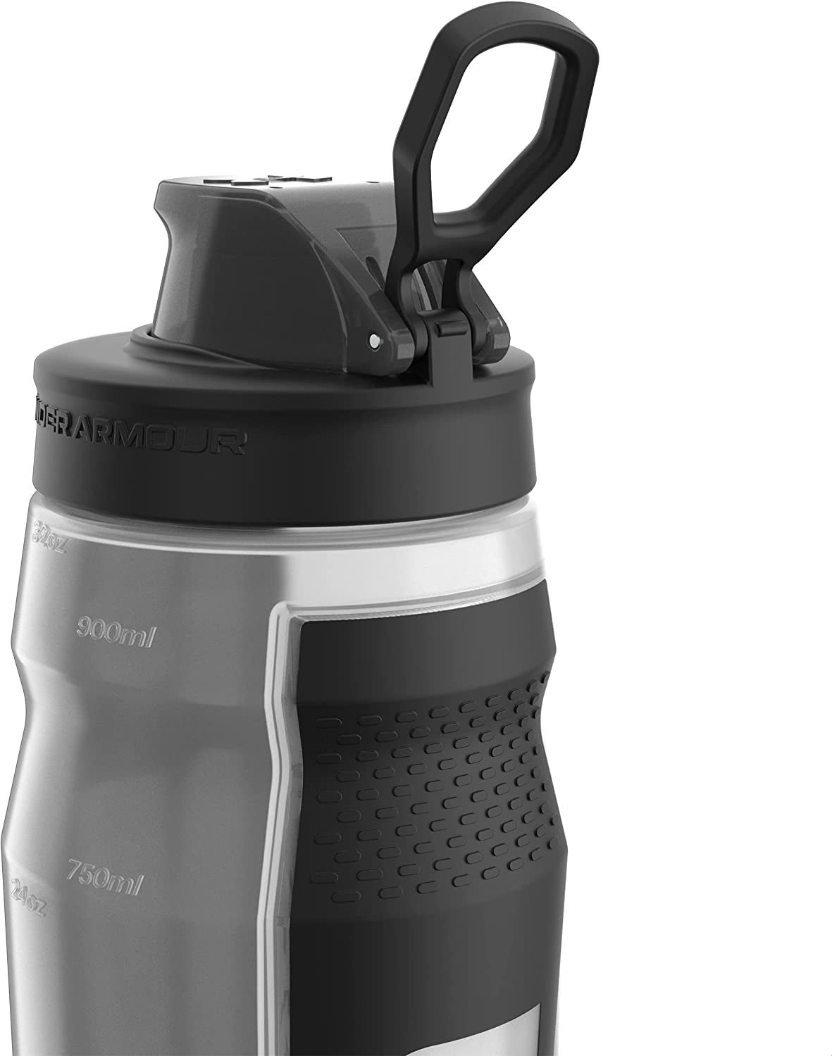 Under Armour 32oz Playmaker Squeeze Water Bottle, Sanitary Cap Cover, High Flow Push/ Pull Nozzle, Non-Slip Grip, Finger Loop Carry, Fits Bike Holder, Cycling, Gym, Hiking, All Sports