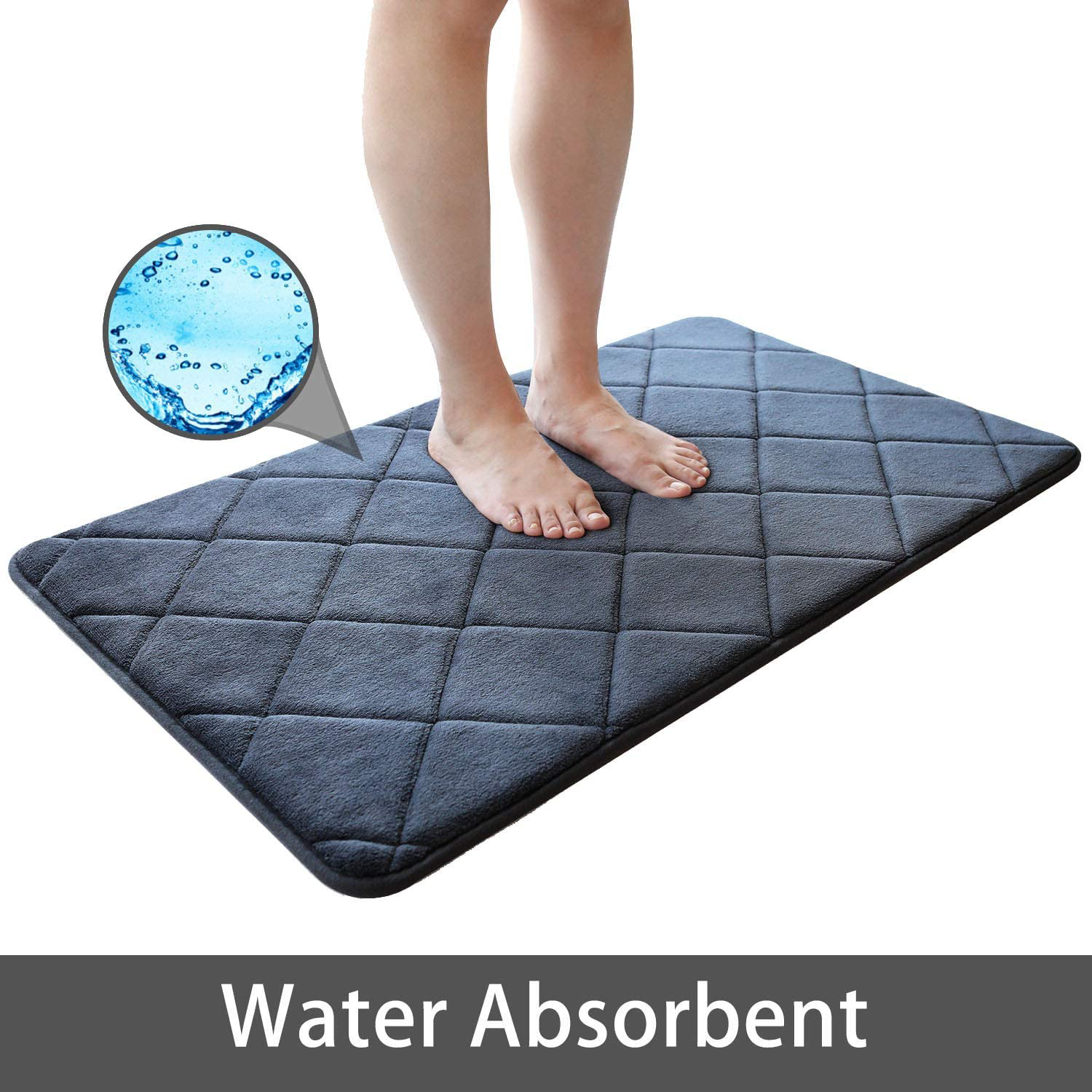 Memory Foam Bath Mat Skid Resistant Absorbent Bathroom Rug Carpet Machine Washable
