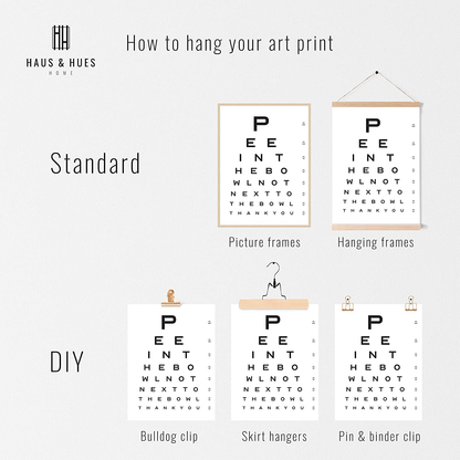 Funny Bathroom Signs for Home Decor - by Haus and Hues | Funny Bathroom Decor Funny Bathroom Wall Art | Bathroom Art Funny Bathroom Decor | Funny Bathroom Art | 12" x 16" UNFRAMED (Eye Exam)