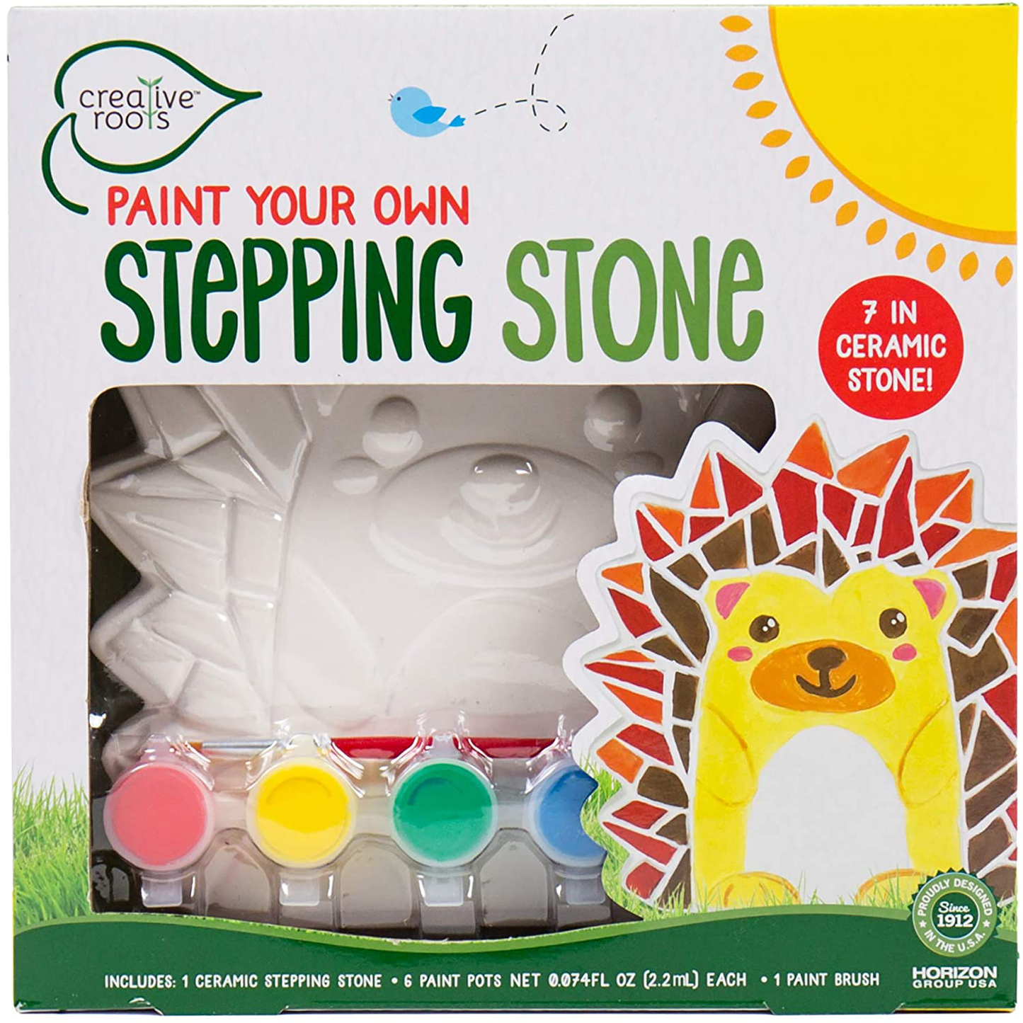 Creative Roots 92849 Paint Your Own Turtle Stepping Stone by Horizon Group Usa, 6 Paint Pots and Brush included, Assorted