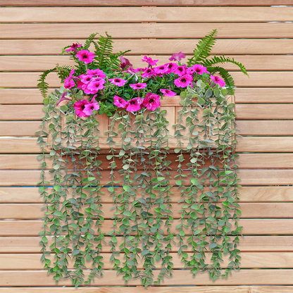 Funarty Fake Plants Decor Small Artificial Hanging Plants Fake Eucalyptus Potted Plants Faux Greenery Vine Plant with Black Pot for Home Indoor Outdoor Décor