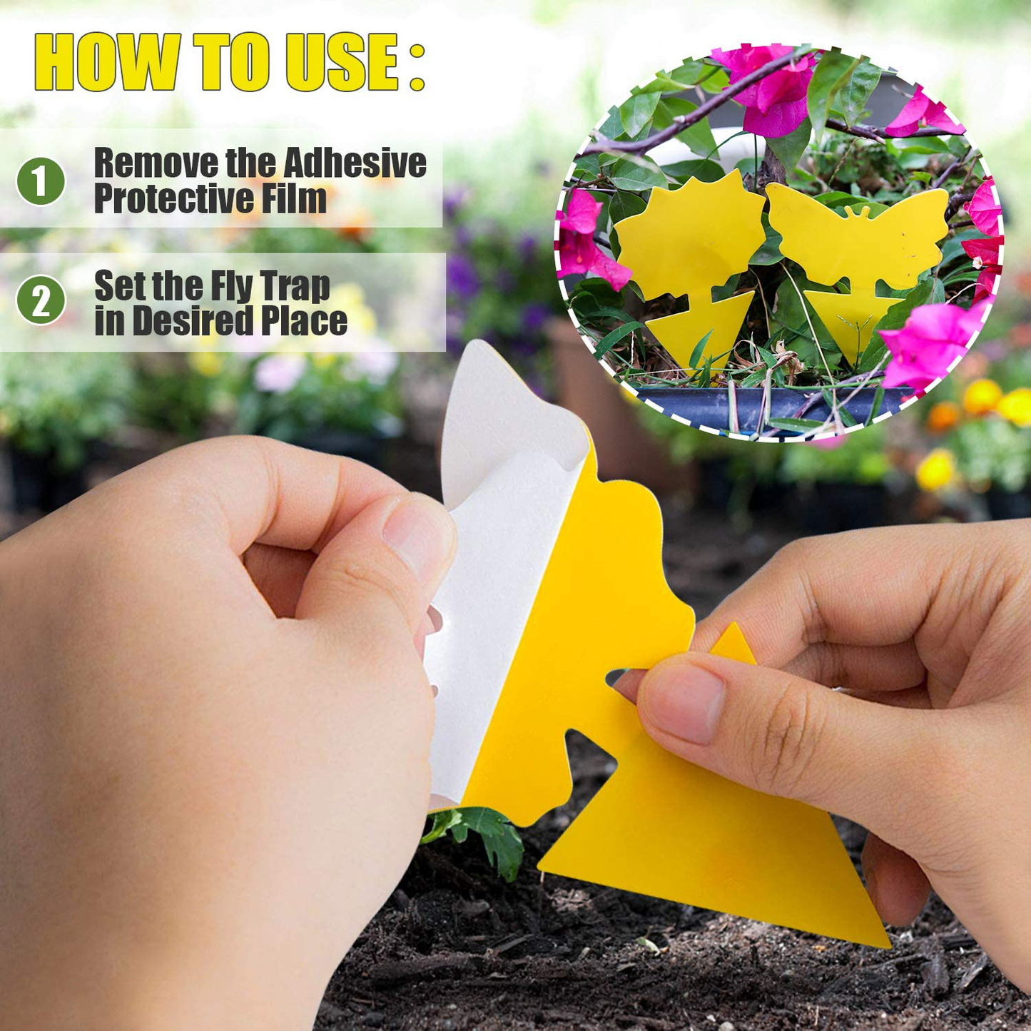 Fruit Fly Traps Indoor Sticky Glue Gnat Trap 24pcs Fungus Gnat Killer for Kitchen House Outdoor Plant Fly Paper Flying Insect Catcher