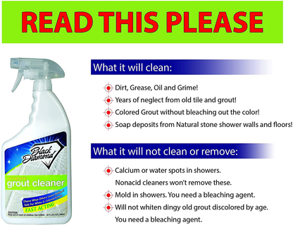 ULTIMATE GROUT CLEANER: Best Cleaner for Tile,Ceramic,Porcelain, Marble Acid-free Safe Deep Cleaner & Stain Remover for Even the Dirtiest Grout. (1-Quart/1-Brush)