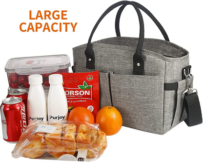 Insulated Lunch Bag Box Tote - Portable Cooler Lunch Box for Office Work School Picnic Beach Reusable Lunch Bag Tote Organizer with Adjustable Shoulder Strap for Women Men Adult Kids 10L