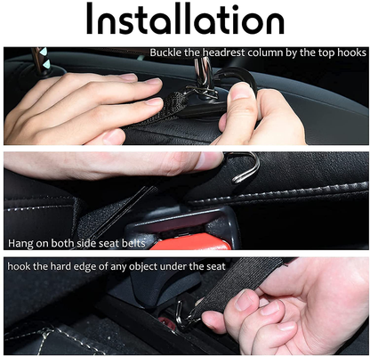 Cavalcade Car Net Pocket, Back Seat Mesh Organizer, Automotive Console Handbag Holder, Netting Pouch Storage Bag for Car, Barrier of Backseat Pet Kids, Black