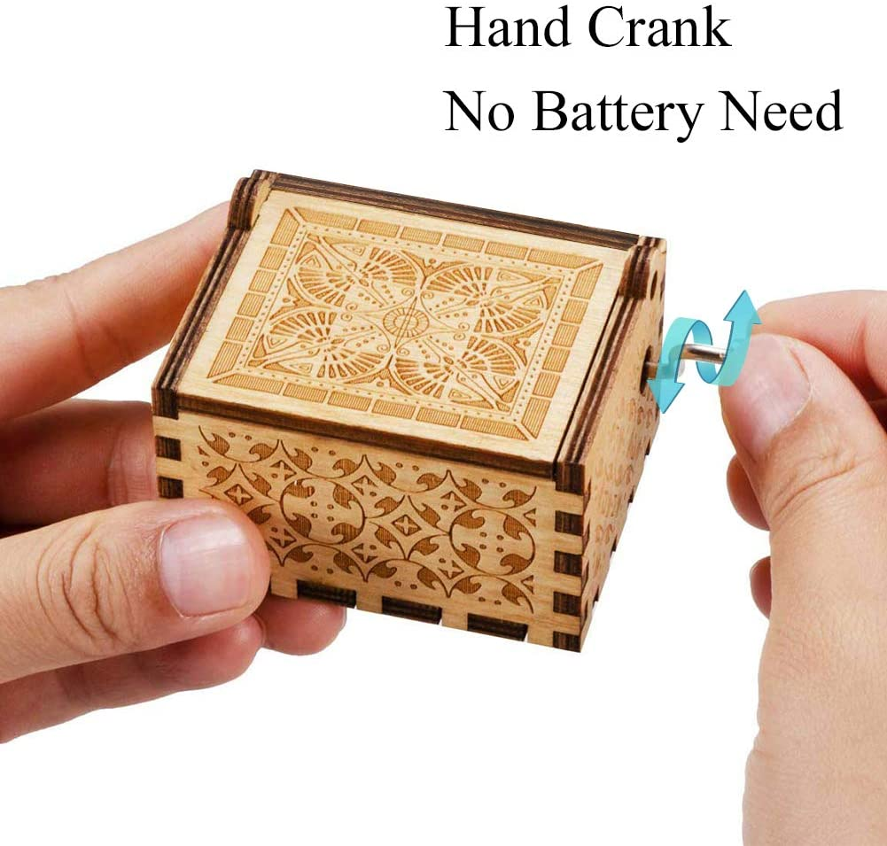 Engraved Music Box Hand Crank Musical Box