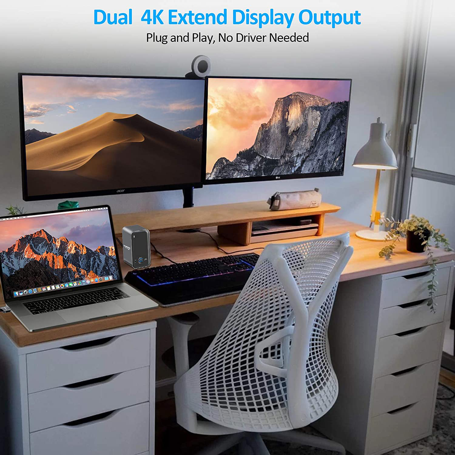 4URPC MacBook Pro Docking Station Dual Monitor HDMI 4K, 14-IN-2 USB C Triple Display Laptop Docking Station for MacBook Pro Air - 2x 4K HDMI, 6xUSB, SD TF Reader, RJ45 Ethernet, 3.5mm Audio/Mic, PD3.0
