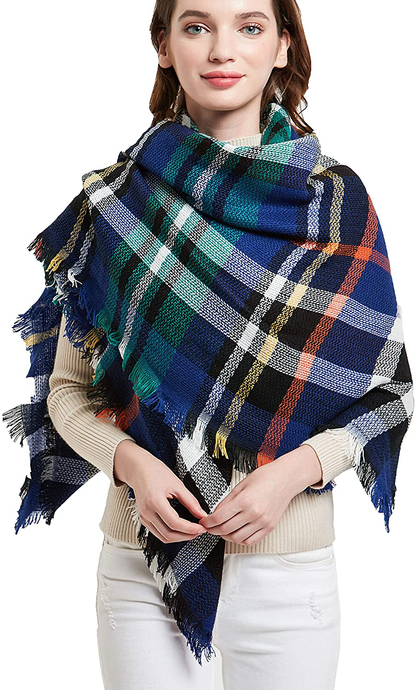 Wander Agio Womens Warm Scarf Square Winter Shawls Large Infinity Scarves Stripe Plaid Scarf