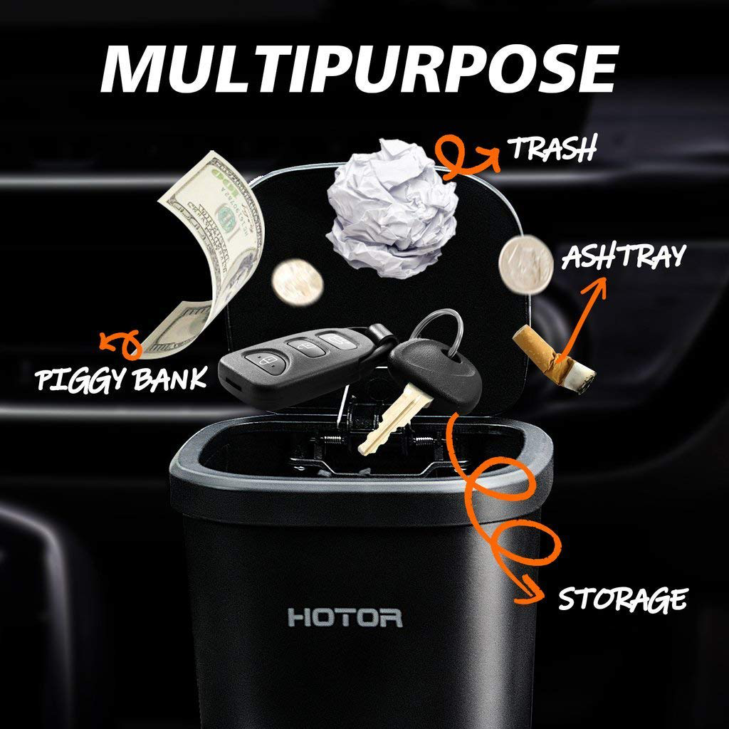 Car Trash Can, HOTOR Car Trash Cup with 30 Additional Car Trash Bags for Exclusive Using, Multipurpose Trash Can for Car, Office & Home to Meet Various Needs - 2 Packs