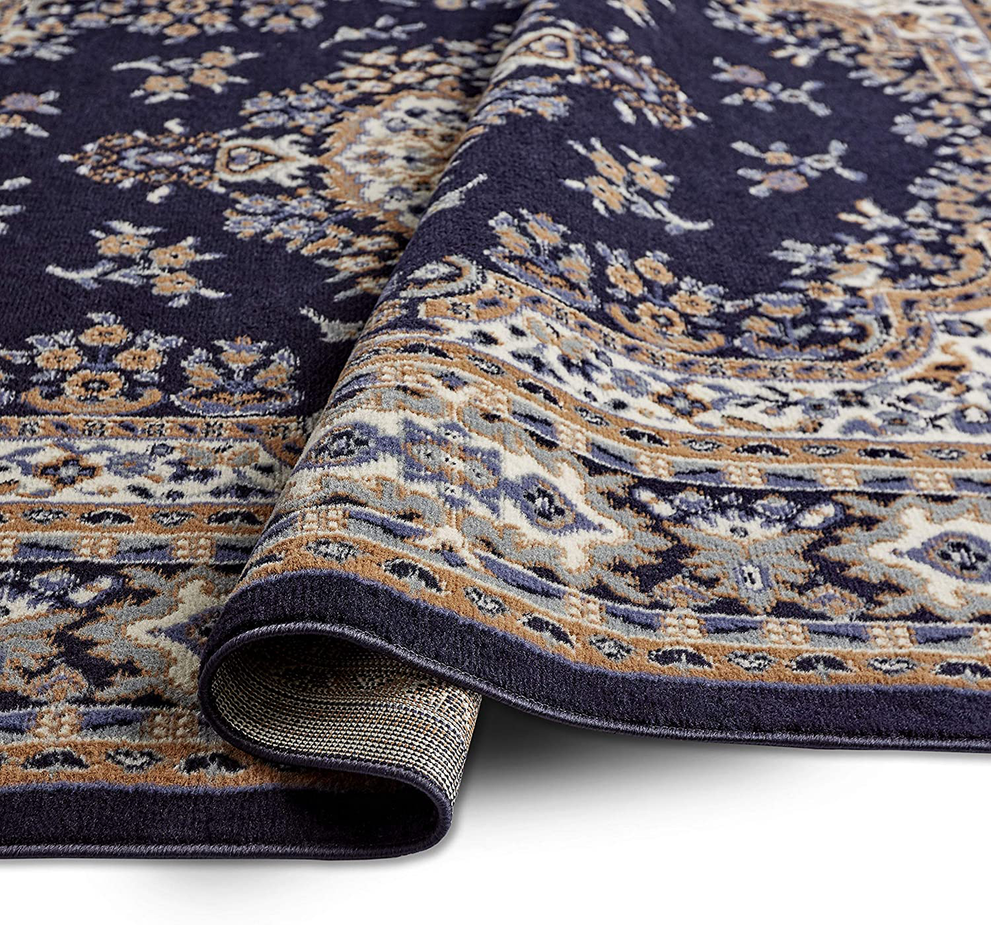 Home Dynamix Premium Sakarya Traditional Medallion Border Area Rug, Silver, 21"x35" Rectangle