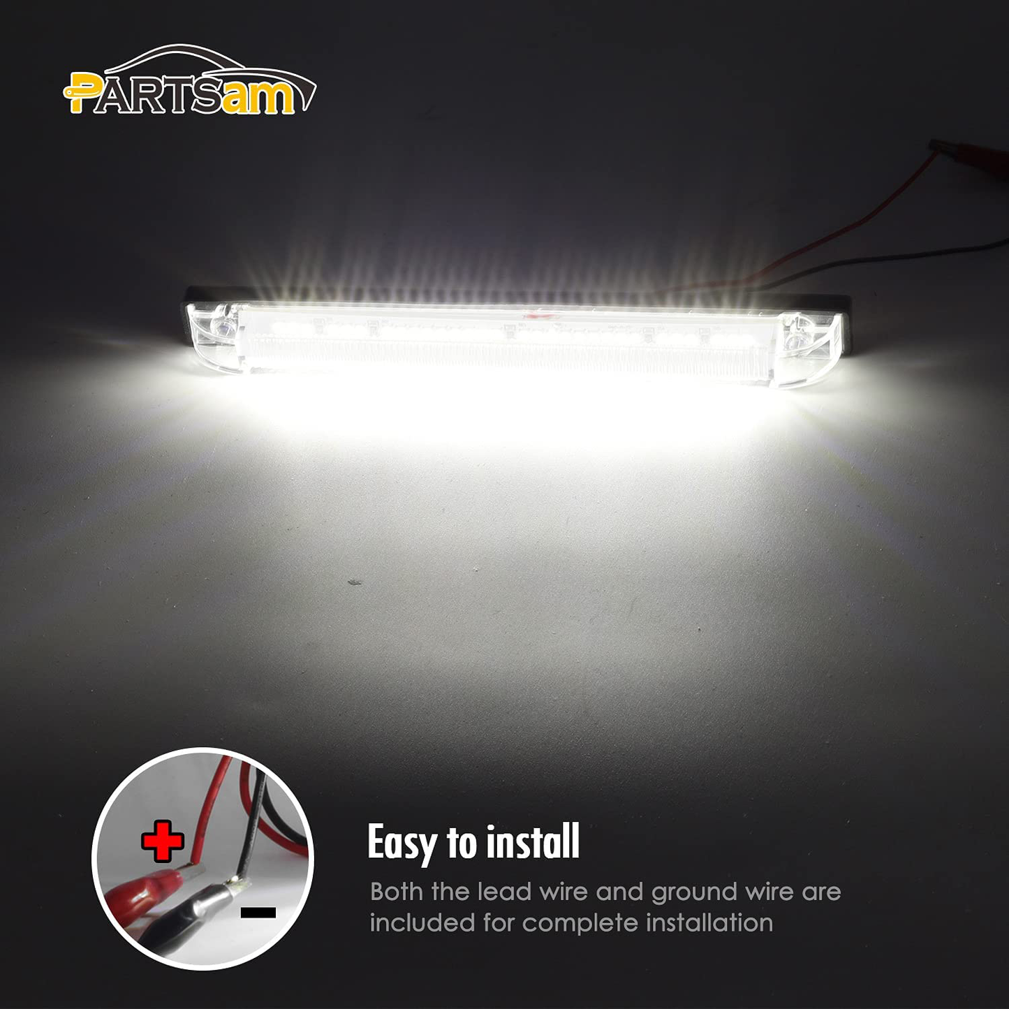 Partsam 1Pc 12V 8 Inch Slim Line LED Utility Strip Bar 30LED, 8" Truck Trailer Camper RV Motorcycle Motorhome Led Marker Lights Interior Dome Lights Cargo Lights Courtesy Lights Lamps Rear Lights