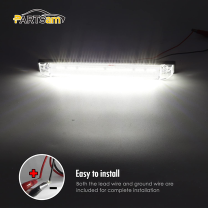 Partsam 1Pc 12V 8 Inch Slim Line LED Utility Strip Bar 30LED, 8" Truck Trailer Camper RV Motorcycle Motorhome Led Marker Lights Interior Dome Lights Cargo Lights Courtesy Lights Lamps Rear Lights