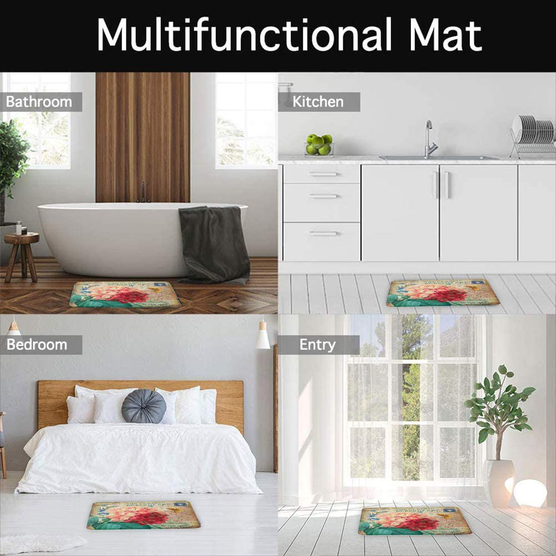 Bath Mats for Bathroom, Bathroom Mats Rugs Non-Slip,  Washable Cover 