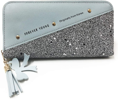 Wallet-NEWANIMA Women Multi-card Two Fold Long Zipper Clutch Purse (Style8-Black)