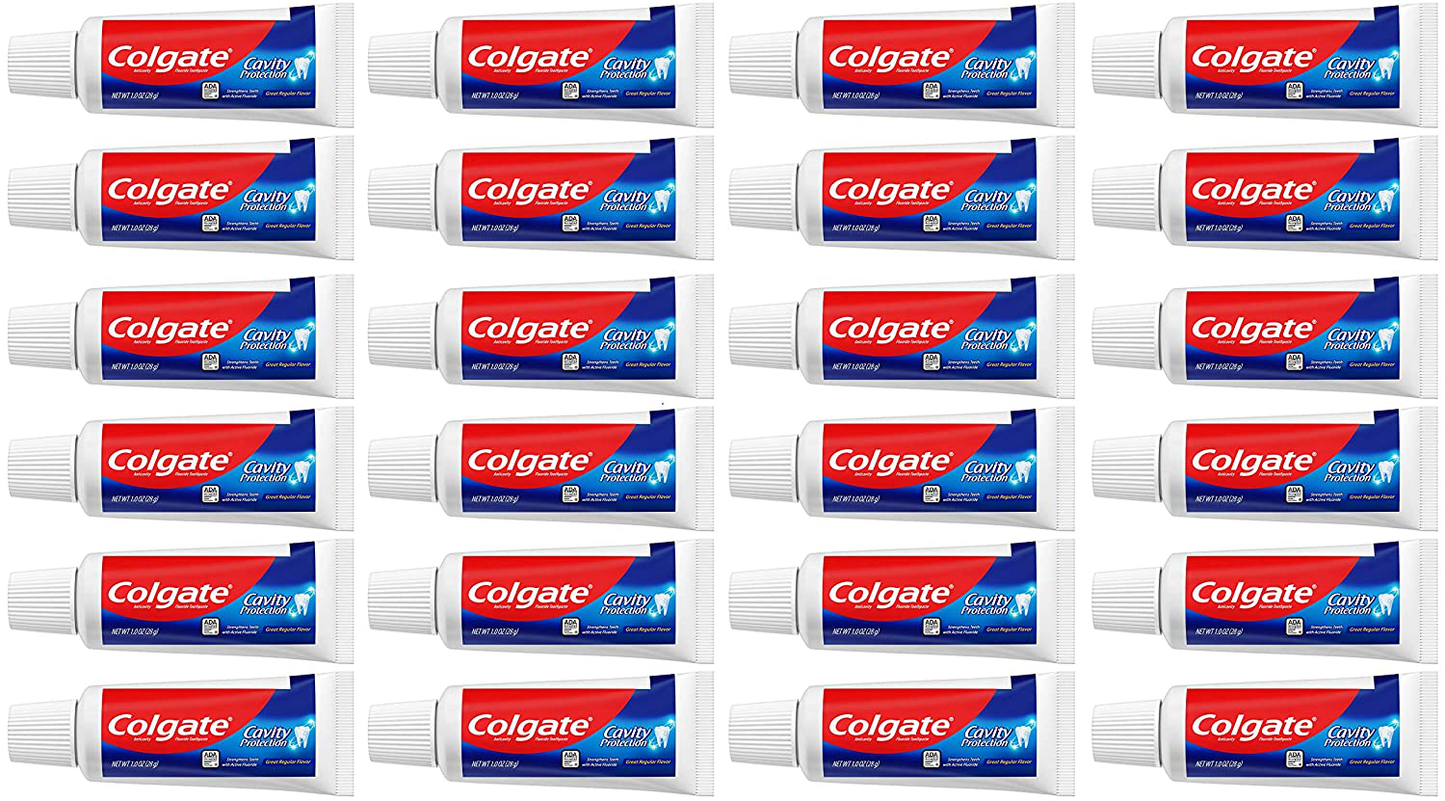 Colgate Cavity Protection Travel Toothpaste with Fluoride, TSA Approved Size - 1 ounce (24 Pack)