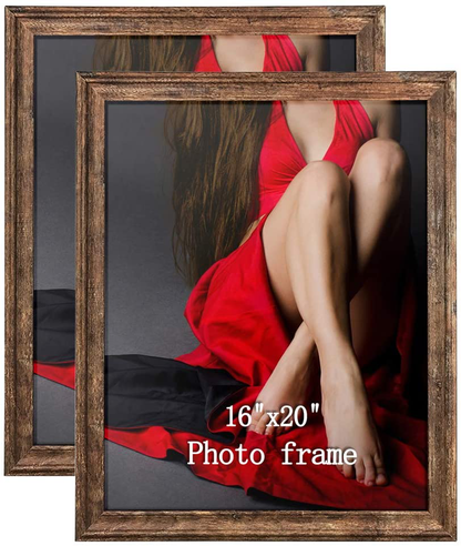 Calenzana 11x17 Poster Picture Frames Rustic Distressed Photo Frame 11 x 17 Set, Wall Hanging, 2 Pack, Brown