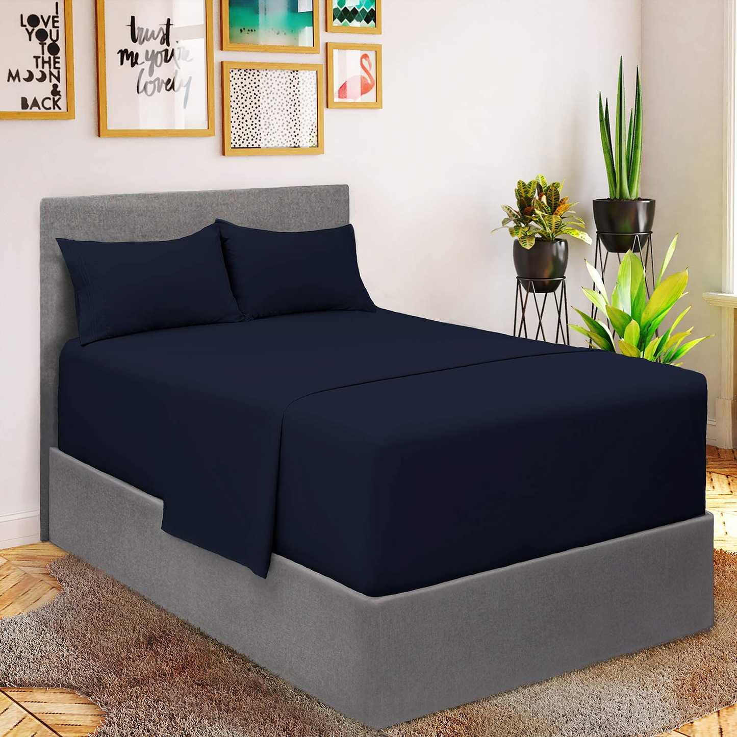 Mellanni Bed Sheet Set - Brushed Microfiber 1800 Bedding - Wrinkle, Fade, Stain Resistant - 3 Piece (Twin, Baby Blue)