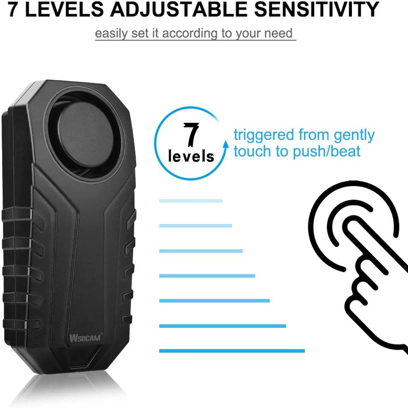 Wireless Vibration Motion Sensor 113dB Bike Alarm with Remote