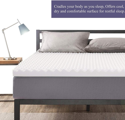 Zayton, 1-inch Convoluted Egg Shell Breathable Foam Topper, Adds Comfort to Mattress, Twin, White