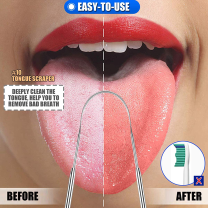 Dental Tools, 10 Pack Professional Plaque Remover Teeth Cleaning Tools Set, Stainless Steel Oral Care Hygiene Kit with Metal Plaque Cleaner, Tartar Scraper, Tooth Scaler, Tongue Scraper - with Case