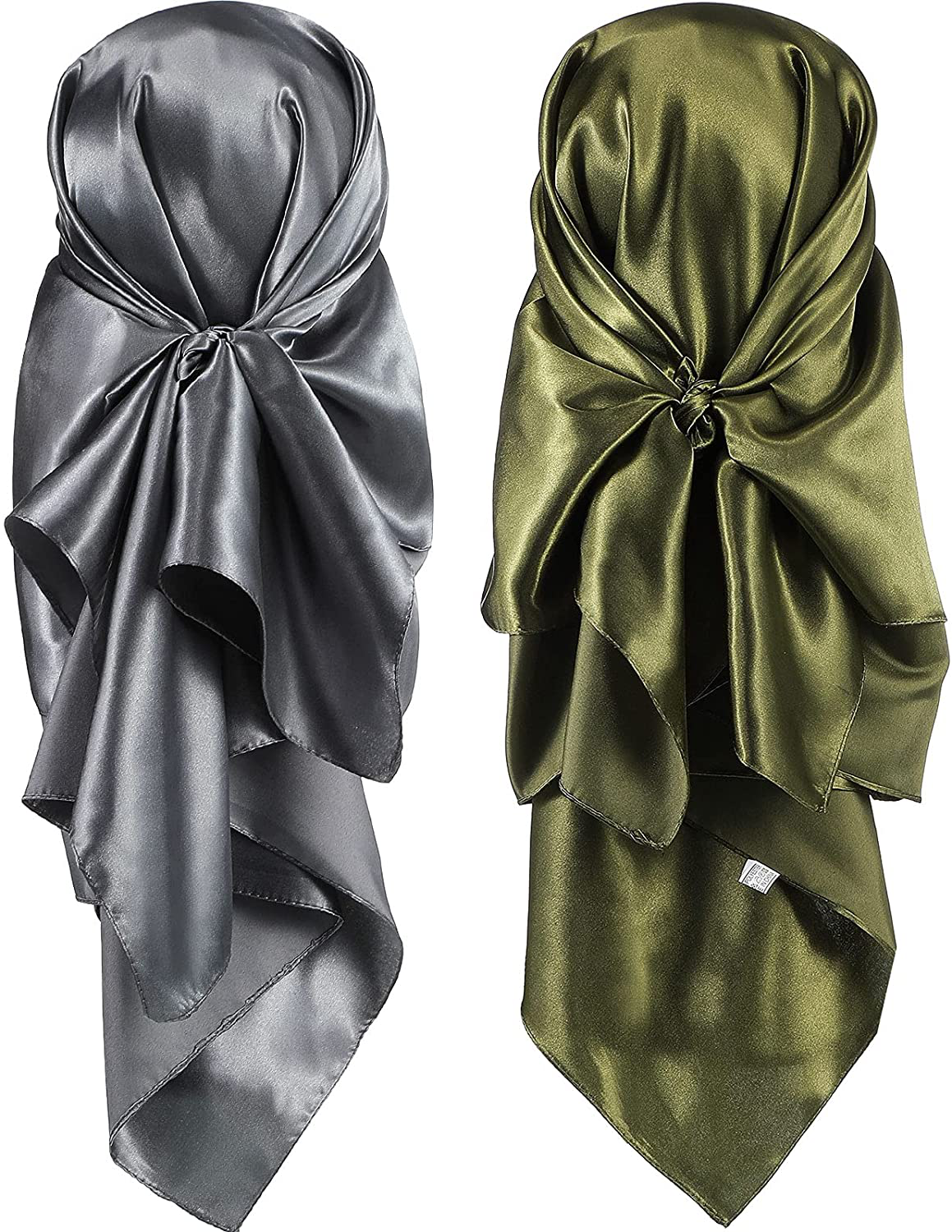 2 Pieces 35 Inch Silk Head Scarf Sleeping Hair Wrapping Night Satin Scarf