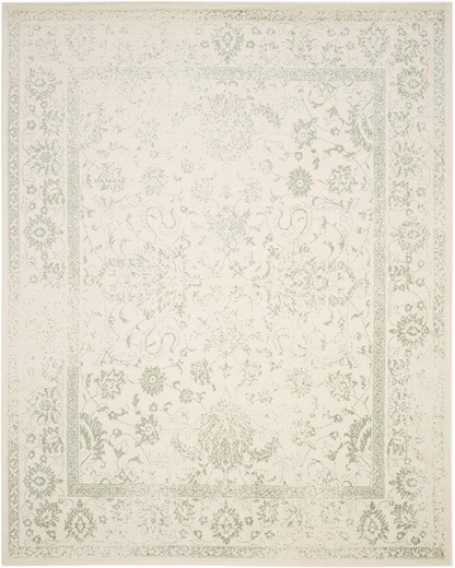 Safavieh Adirondack Collection ADR109L Oriental Distressed Non-Shedding Stain Resistant Living Room Bedroom Area Rug, 4' x 4' Square, Ivory / Light Blue