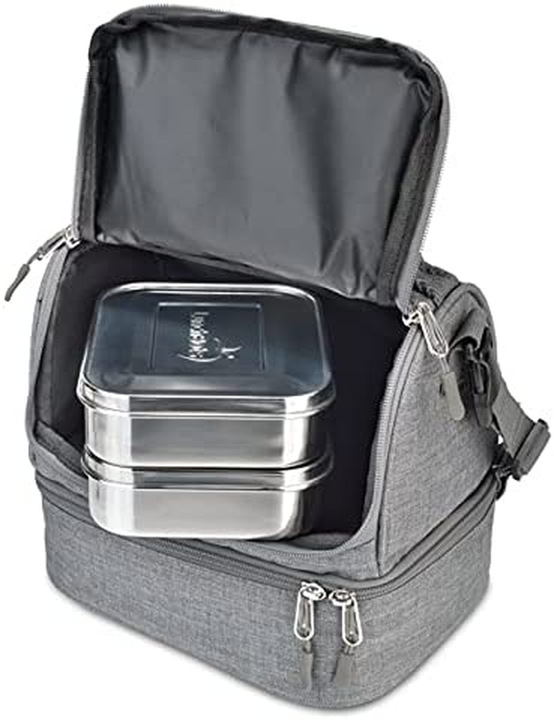 LunchBots Duplex Insulated Lunch Bag - Dual Section Design Fits LunchBots Uno, Duo, Trio, Quad, Rounds, Bento Cinco Perfectly - Roomy Thermal Lunch Bag for Kids and Adults - Pink